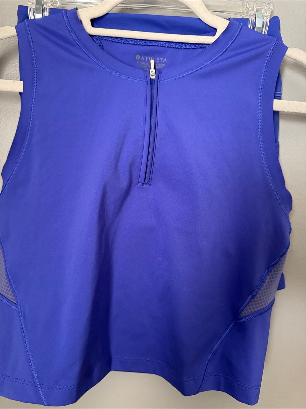 Athleta Sleeveless Zip-Front Tank in Royal Blue